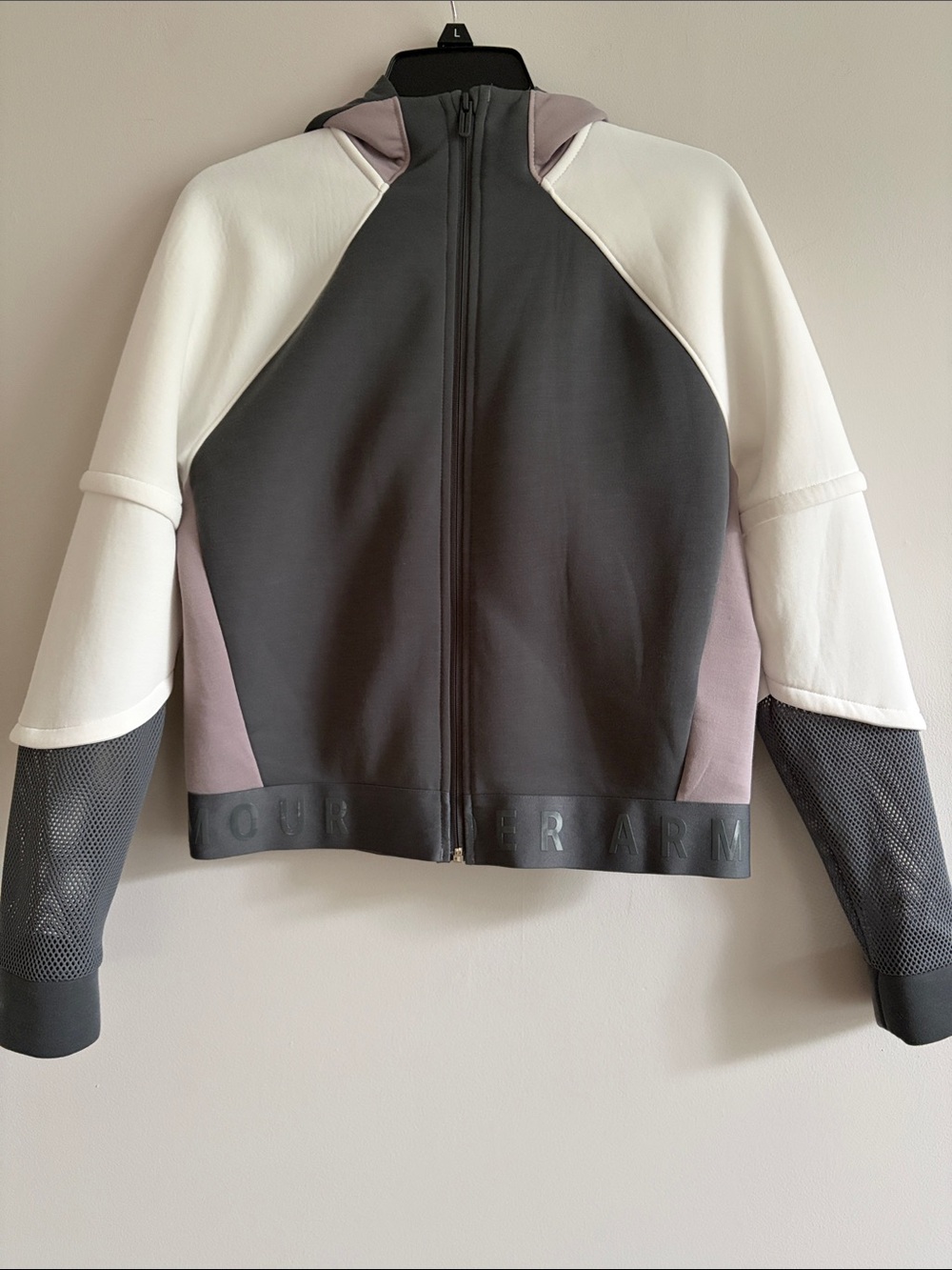 Under Armour Black White and Light Purple Zip Front Bomber Jacket
